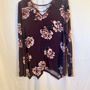 Daytrip Burgundy Floral Long Sleeve Top